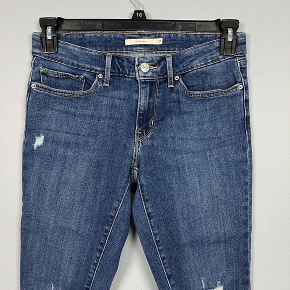 Levi's Jeans 711 Skinny Women's Size 27 Blue Low Rise Distressed 28 in Inseam - Picture 2 of 14